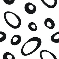 Abstract circle seamless pattern for background texture Black and White