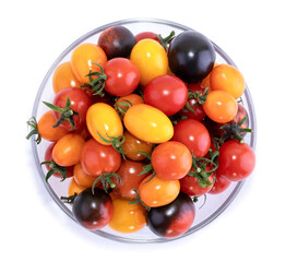 Cherry tomatoes on a white background. Food. Cherry tomatoes mix. Cherry tomatoes