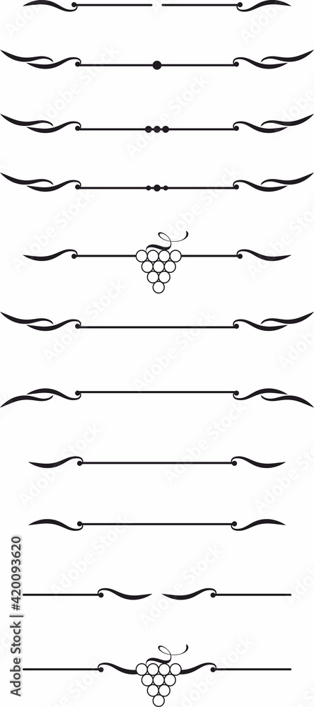 Poster decorative element divider separator and text break set