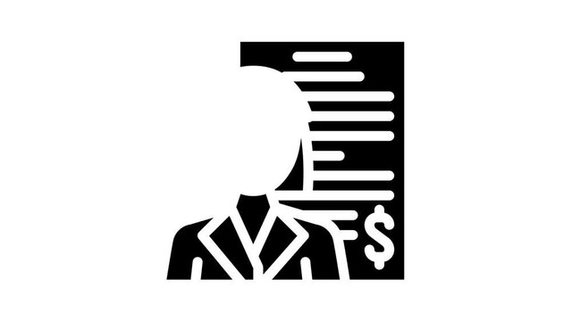 accountant woman job glyph icon animation