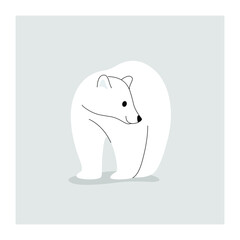 Cute polar bear - cartoon animal character. Vector illustration in flat style isolated on gray background.