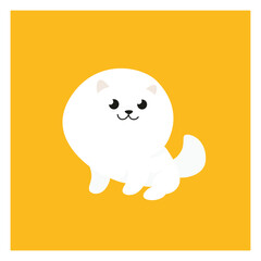 Pomeranian puppy. Cute dog character. Vector illustration in cartoon style for poster, postcard.