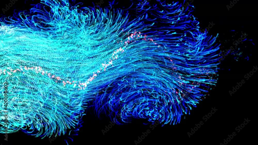 Poster abstract vortex flow of mixing particles in water space. beautiful background. isolated black backgr
