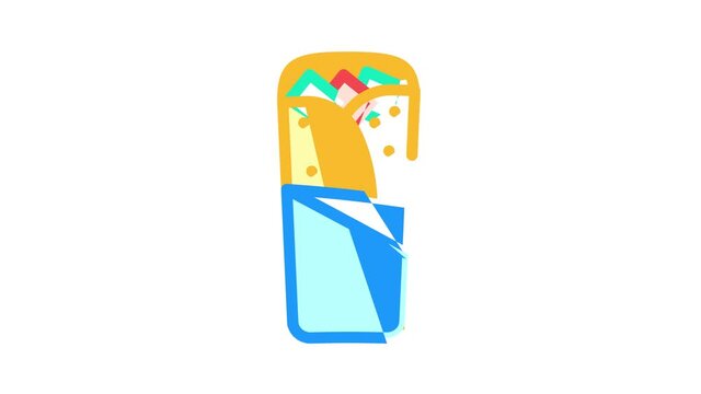 shawarma, burrito or chimichanga color icon animation