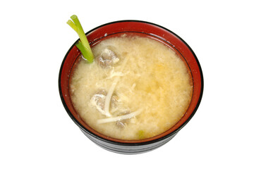 chicken and noodles soup it is isolated on a white background