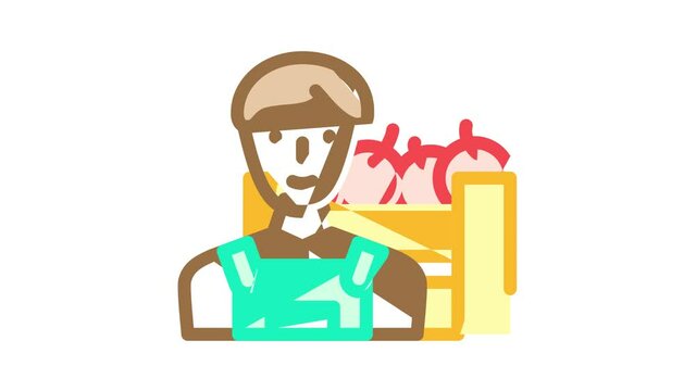 farmer worker color icon animation