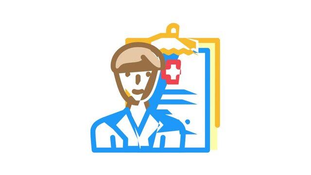 doctor worker color icon animation