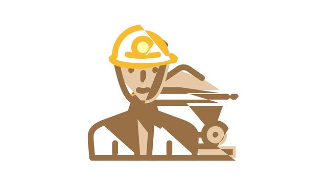 miner worker color icon animation