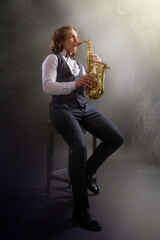 young saxophone player