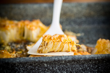 cabbage in batter baked with cheese in the form