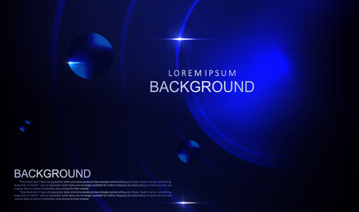 Dark composition with a gradient of blue, abstract round frame with arcs