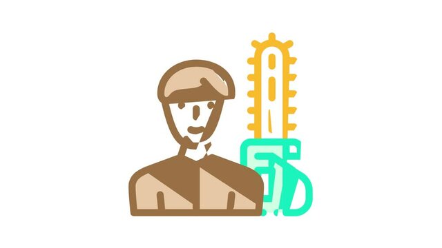 lumberjack worker color icon animation