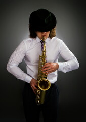 young saxophone player