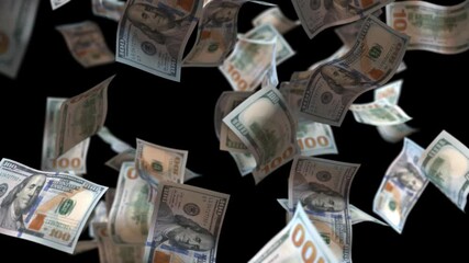 100 Dollar Bills falling 