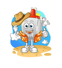 glue go on vacation. cartoon mascot vector