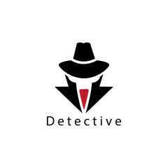 detective logo vector illustration of suit and hat design template