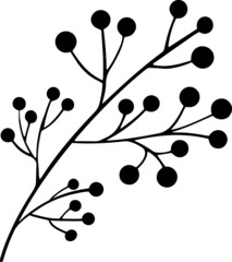 Vector doodle abstract drawing herbs and flowers, minimal floral elements desing