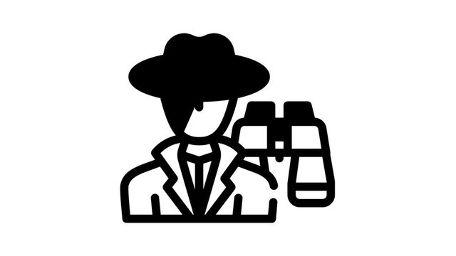 detective worker black icon animation