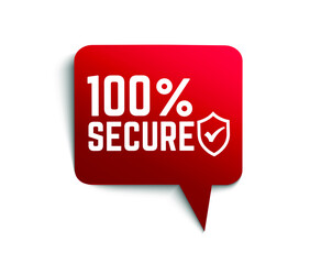 red vector bubble banner 100% secure

