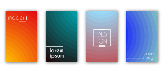 A collection of colorful covers. Wavy shapes with gradient. Modern design.