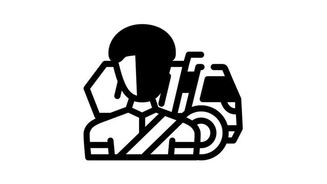 driver worker black icon animation
