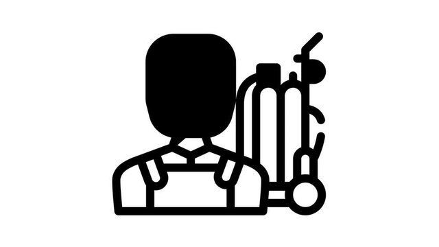 welder worker black icon animation