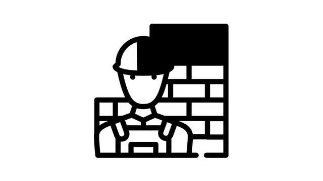 builder worker black icon animation