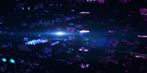 Abstract futuristic - technology with polygonal shapes on dark blue background. Design digital technology concept. 3d illustration.