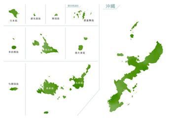 水彩風の日本地図　沖縄