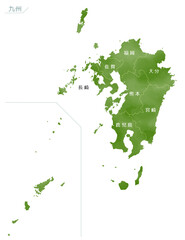 水彩風の日本地図　九州地方