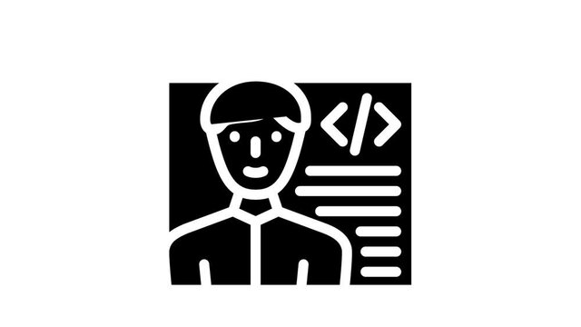 programmer worker glyph icon animation