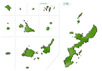 和風な日本地図　沖縄