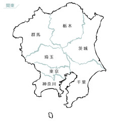 和風な日本地図　関東地方