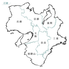 和風な日本地図　近畿地方