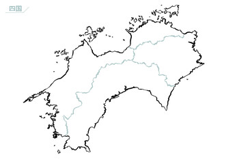 和風な日本地図　四国地方