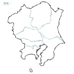 和風な日本地図　関東地方
