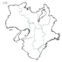 和風な日本地図　近畿地方