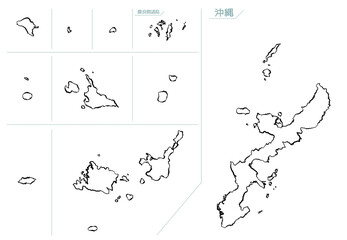 和風な日本地図　沖縄