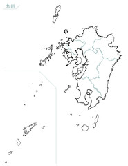 和風な日本地図　九州地方