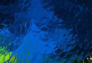 Dark Blue, Green vector pattern with random forms.