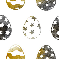 Fototapeta na wymiar watercolor seamless pattern with easter eggs on white background