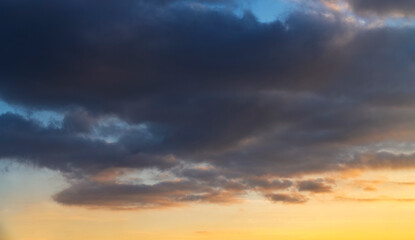 Naklejka na ściany i meble Beautiful colorful sunset sky with dramatic clouds Nature sky clouds background.