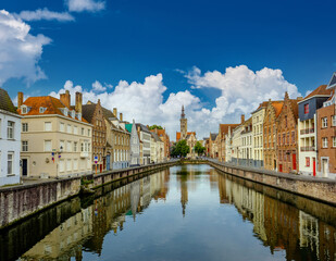 Bruges (Brugge) cityscape with water canal