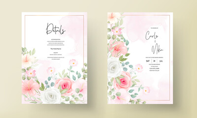 Beautiful wedding invitation with beautiful flowers