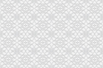 Volumetric stylish composition with 3D effect of a convex shape. White background with embossed geometric pattern for presentations. Ornament for design.