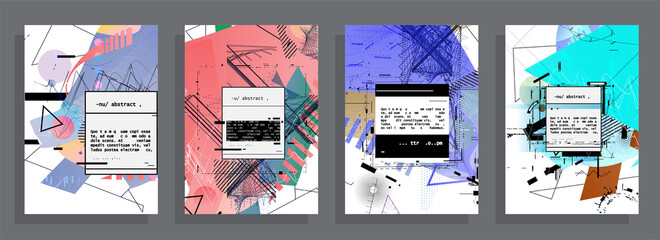 Modern abstract covers set. Abstract shapes composition. Futuristic minimal design. Eps10