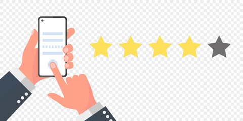 Rate sign. Choice rating review. Rating system based on stars. Vector illustration