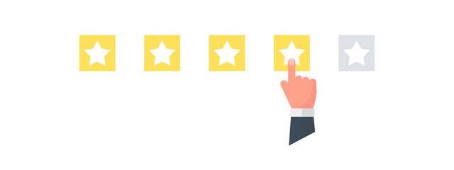 Rating scale. Stars rating. Customers satisfaction. Choice rating review. Vector illustration