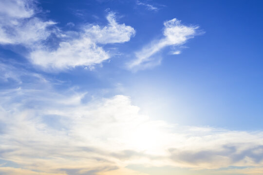 blue cloudy sky at the sunset, beautiful natural background © Yuriy Kulik