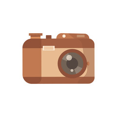 Camera vector  illustration in flat style, isolated on white. Vintage photo camera